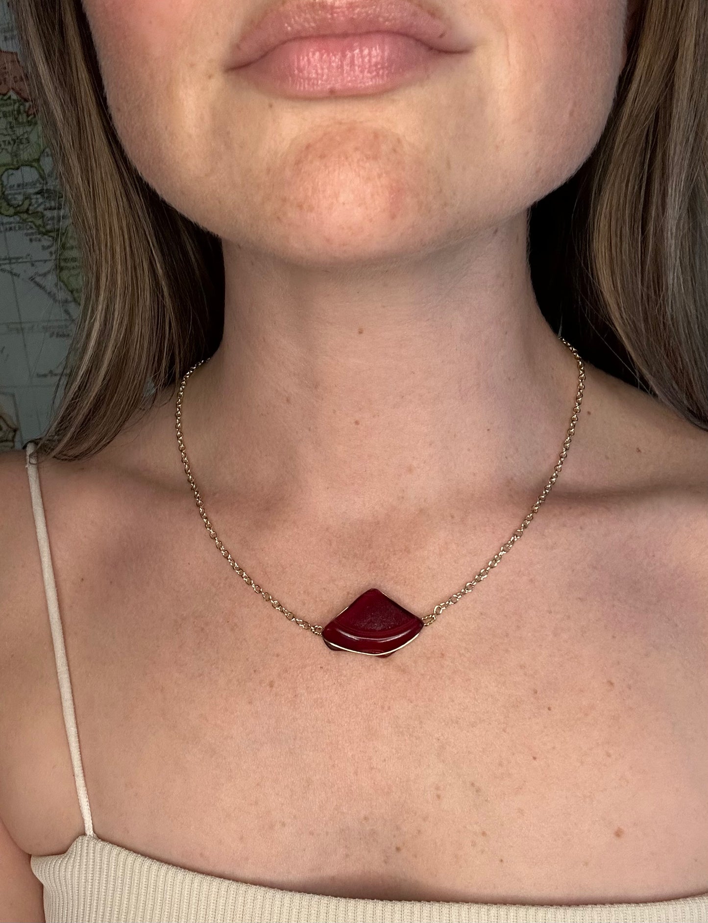 Deep Red Sea Glass Necklace