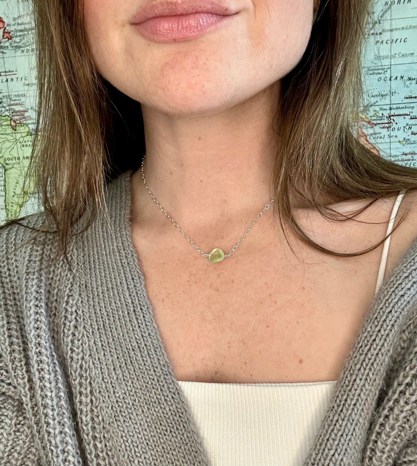 Seafoam Green Sea Glass Necklace