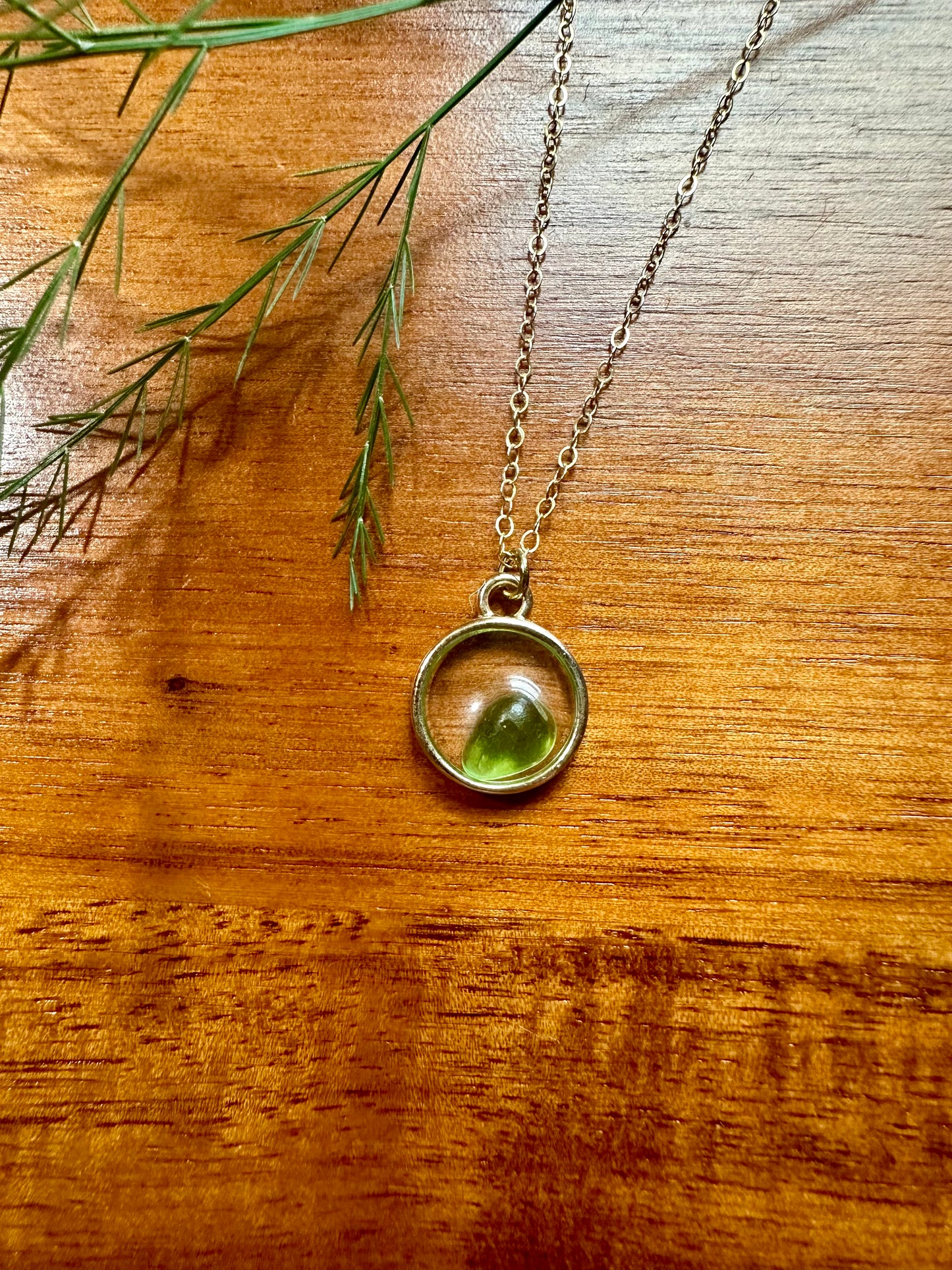 Green Sea Glass Pendant Necklace