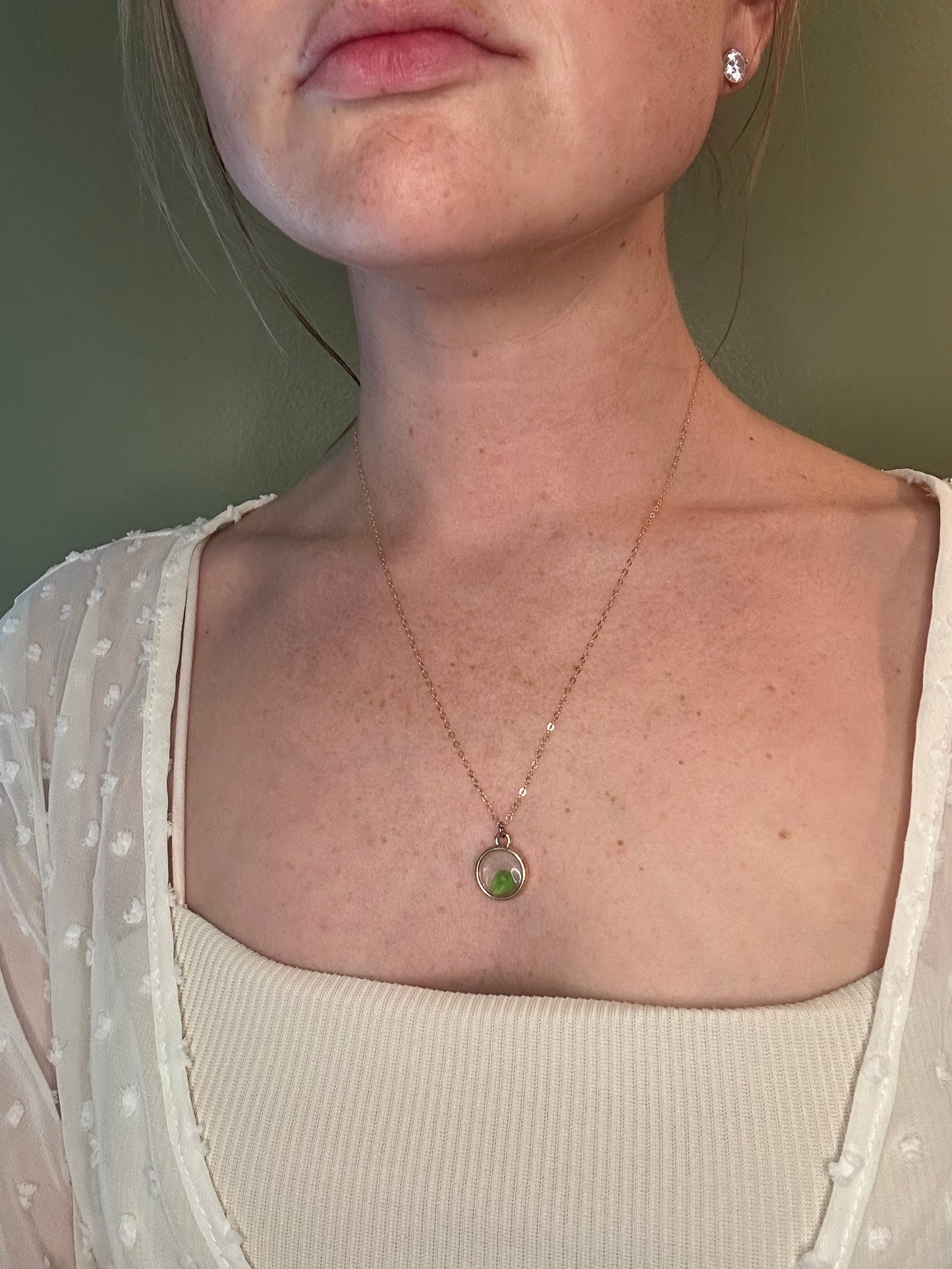 Green Sea Glass Pendant Necklace