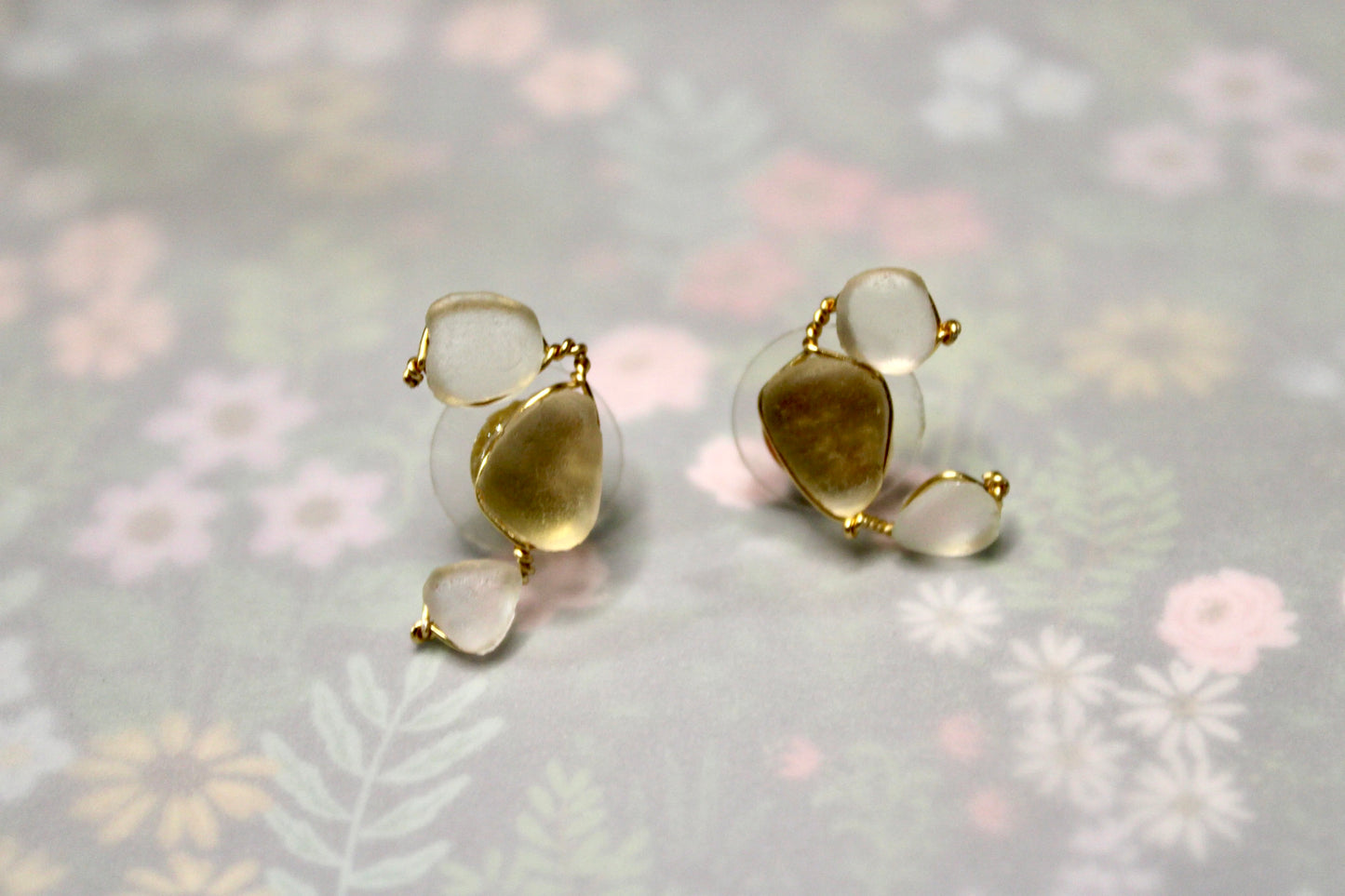 Gold and Clear Triple Studs