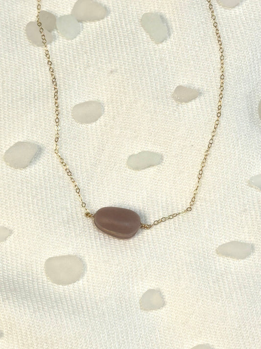 Opaque Lavender Sea Glass Necklace