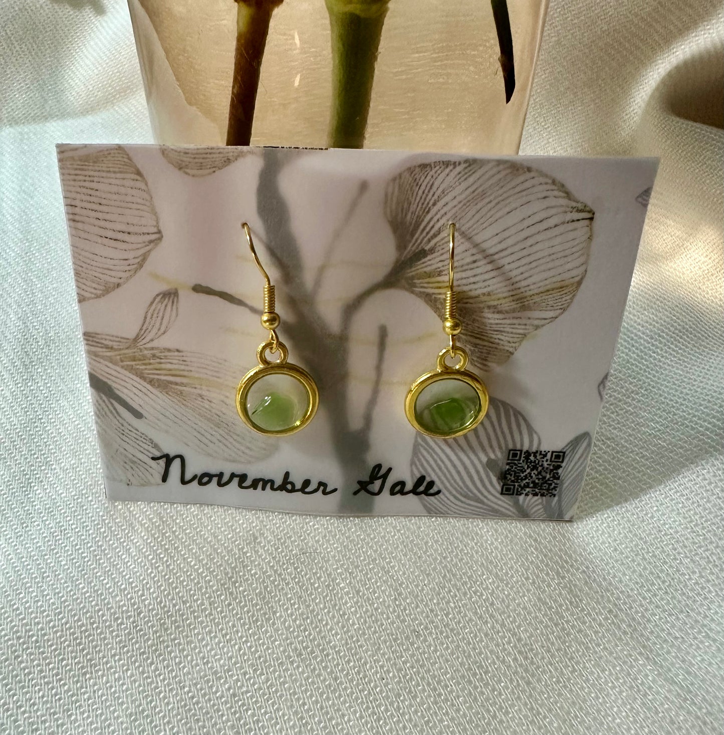 Dangling Green Sea Glass Earrings