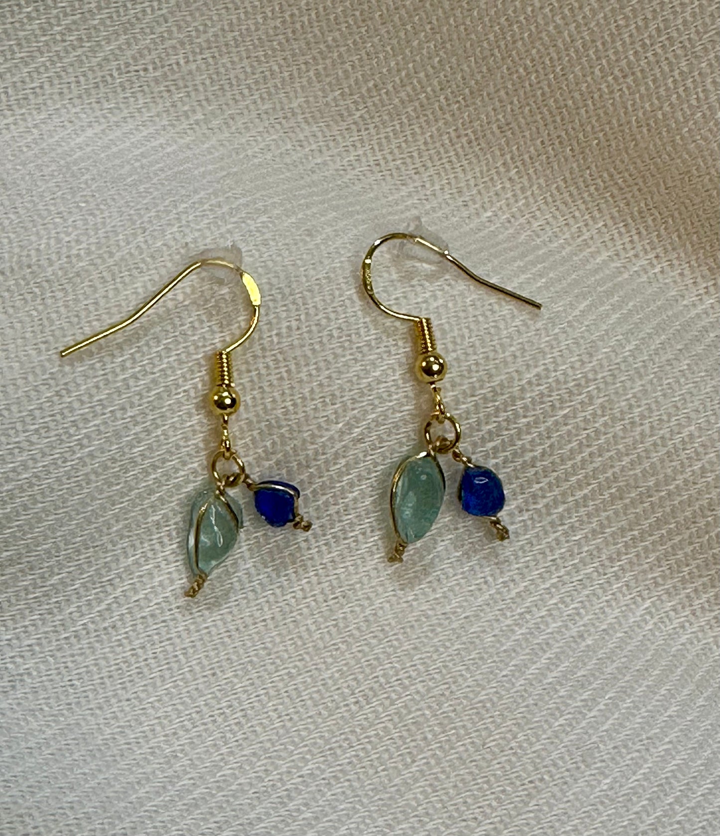 Dangling “Blues” Sea Glass Earrings