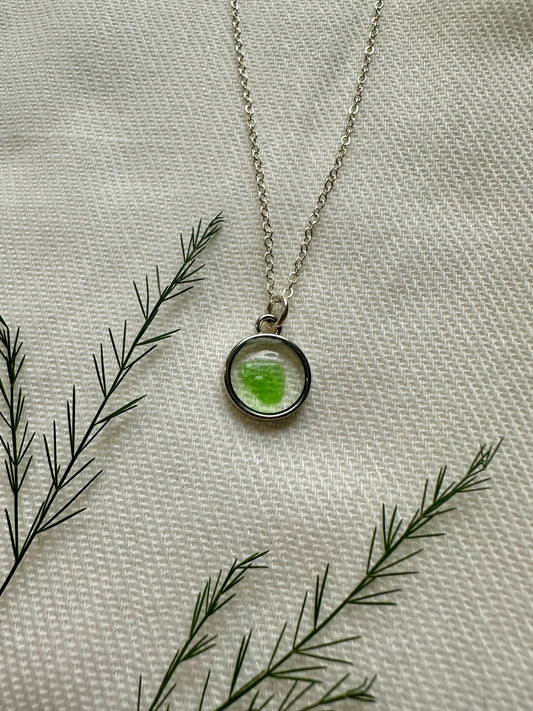 Green Sea Glass Pendant Necklace