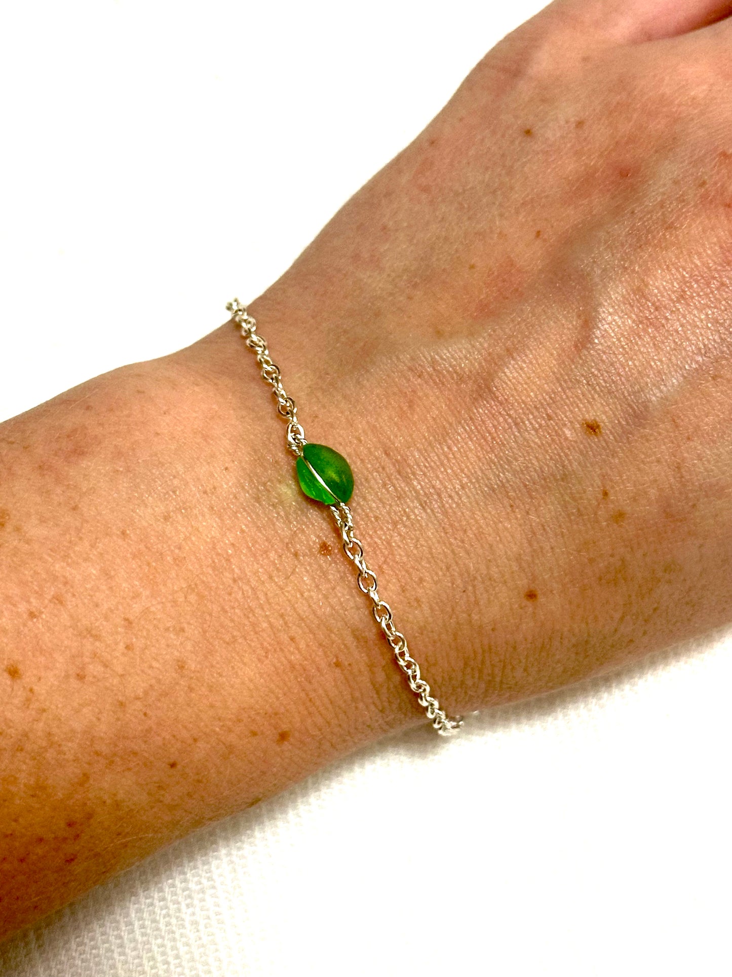 Lucky Green Sea Glass Bracelet