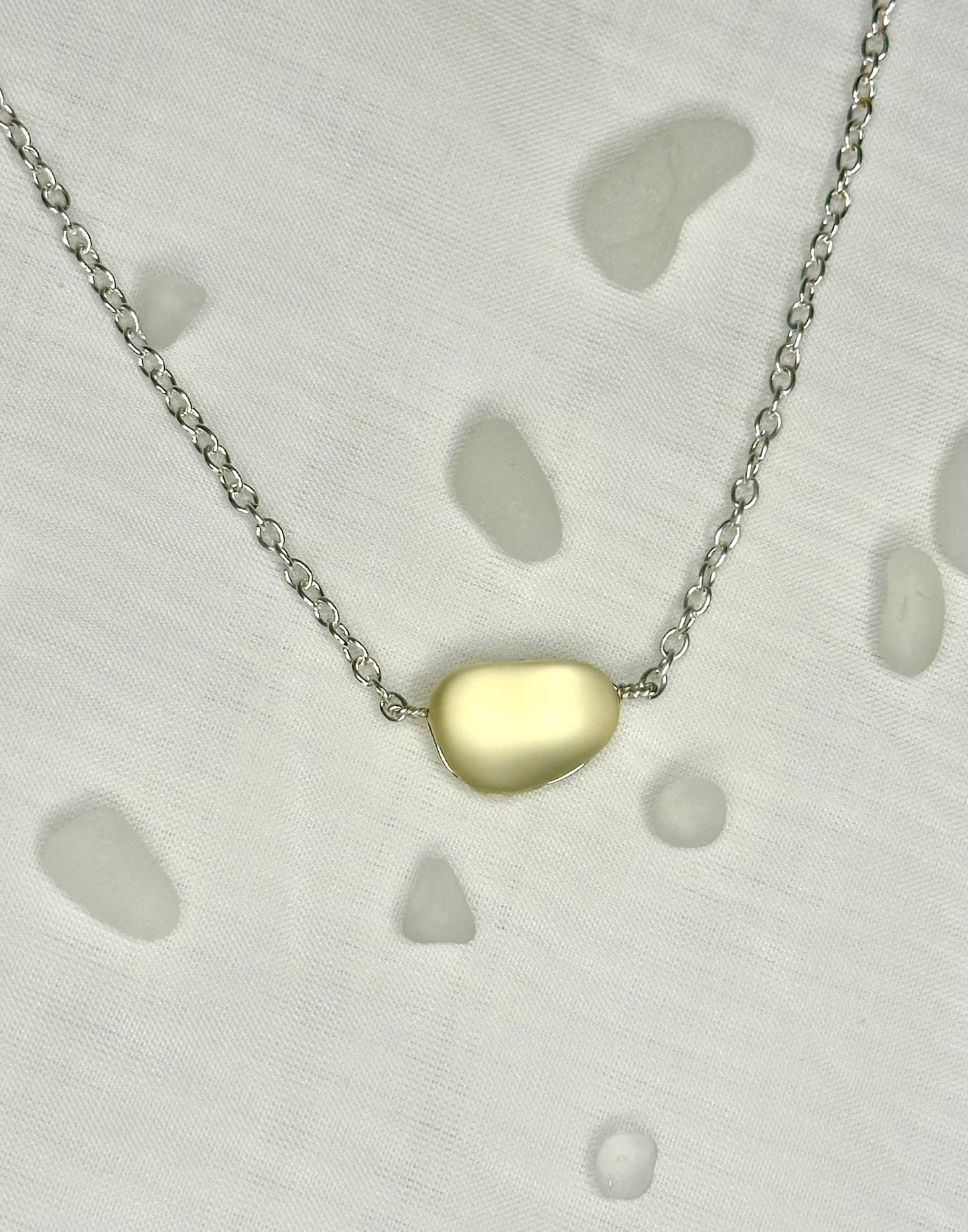 Lemon Yellow Sea Glass Necklace