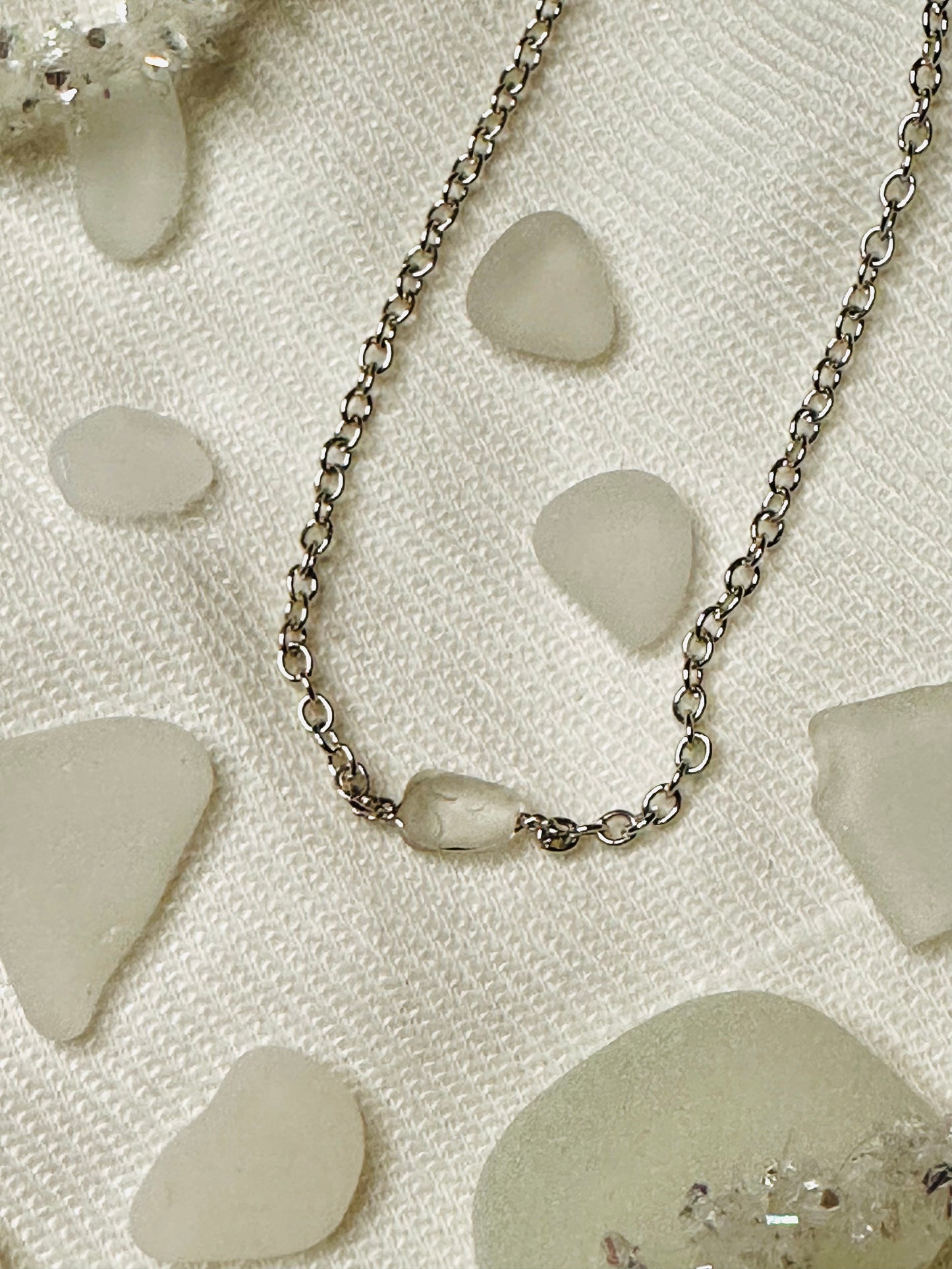 Clear Sea Glass Necklace