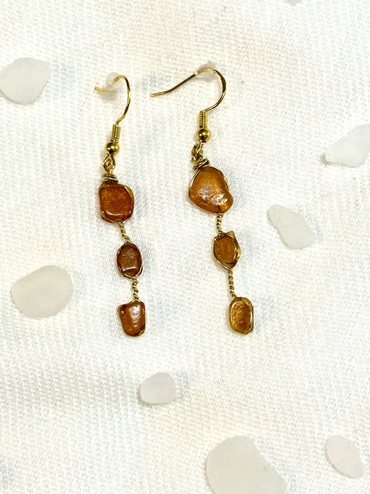 Amber Dangling Sea Glass Earrings