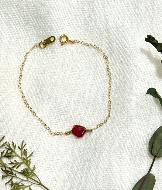 Ruby Red Sea Glass Bracelet