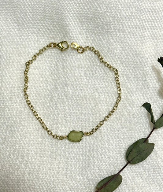 Olive Green Sea Glass Bracelet