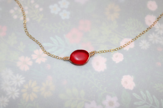 Ruby Red Sea Glass Necklace