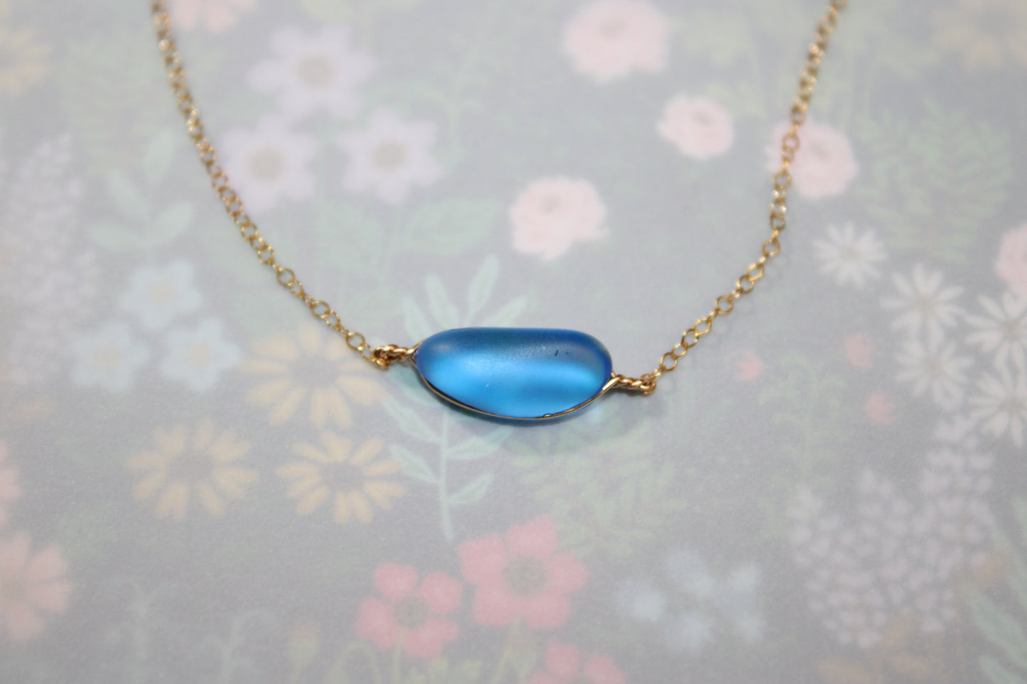Denim Blue Sea Glass Necklace