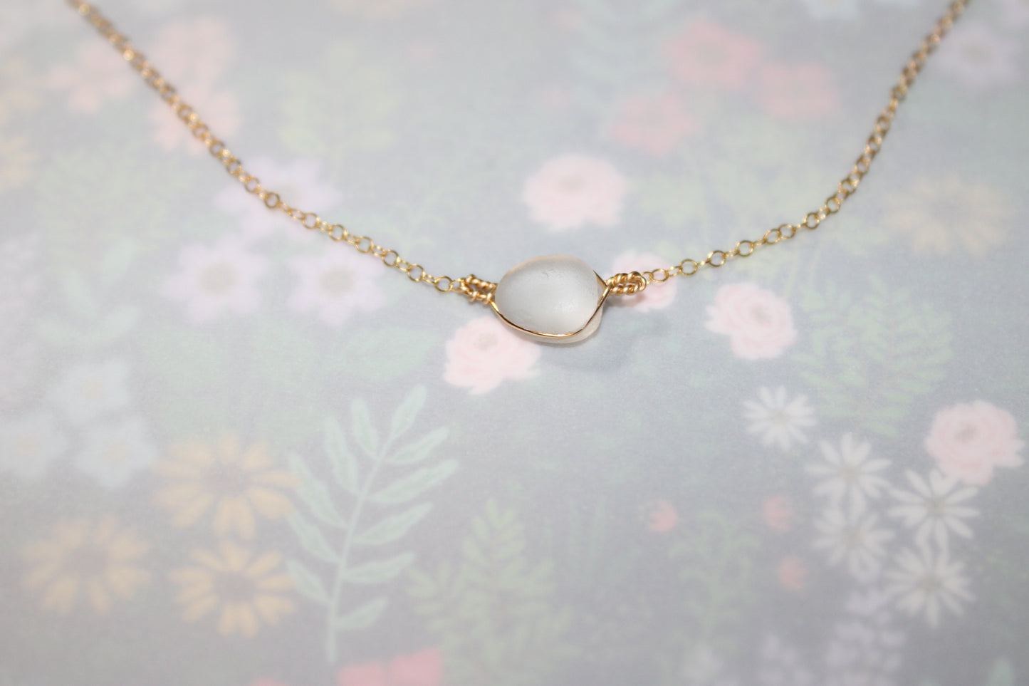 Clear Sea Glass Necklace