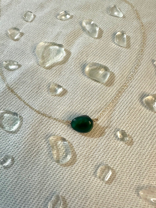 Emerald Green Sea Glass Necklace