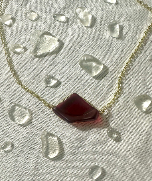 Deep Red Sea Glass Necklace