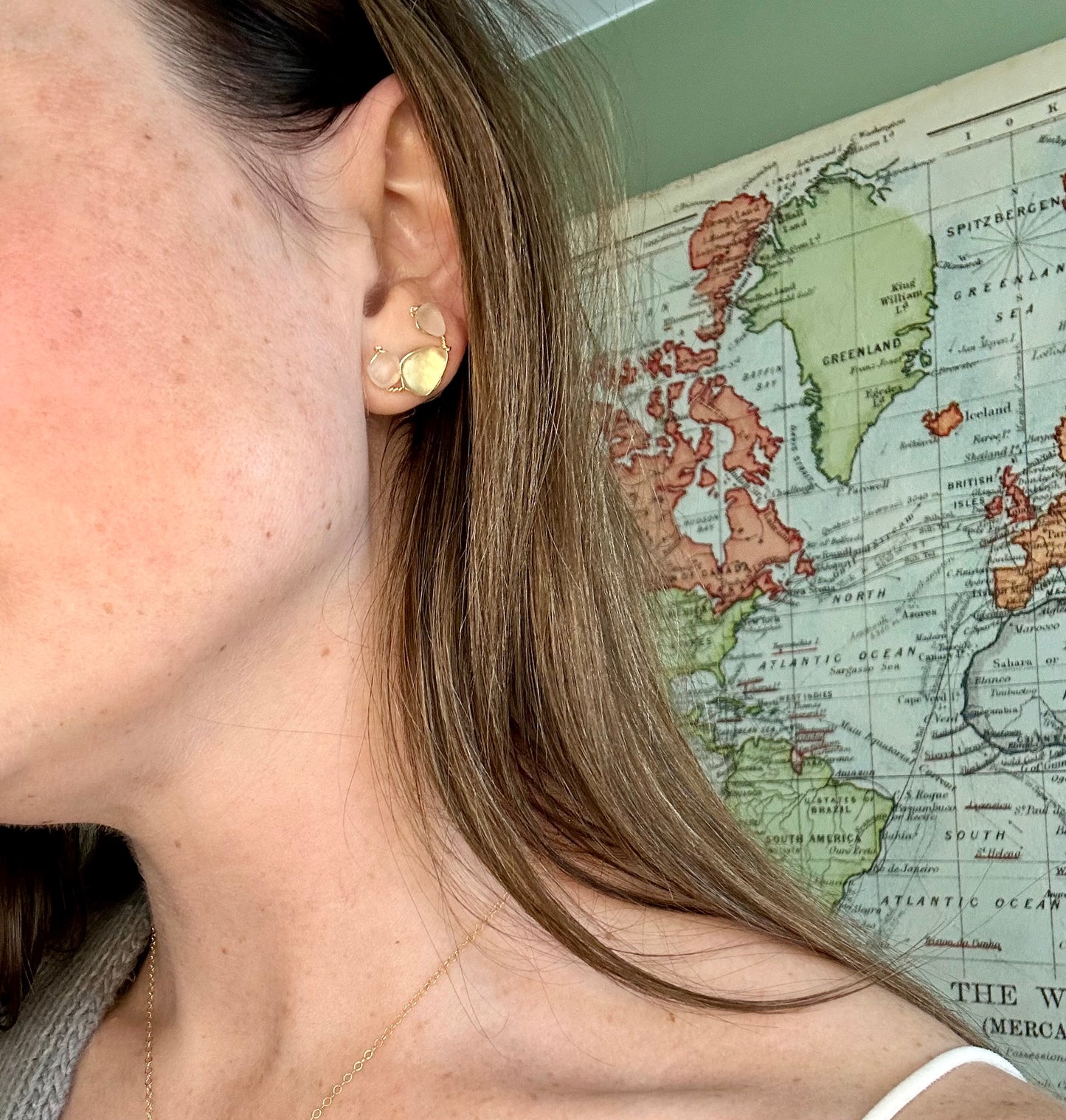 Gold and Clear Triple Studs