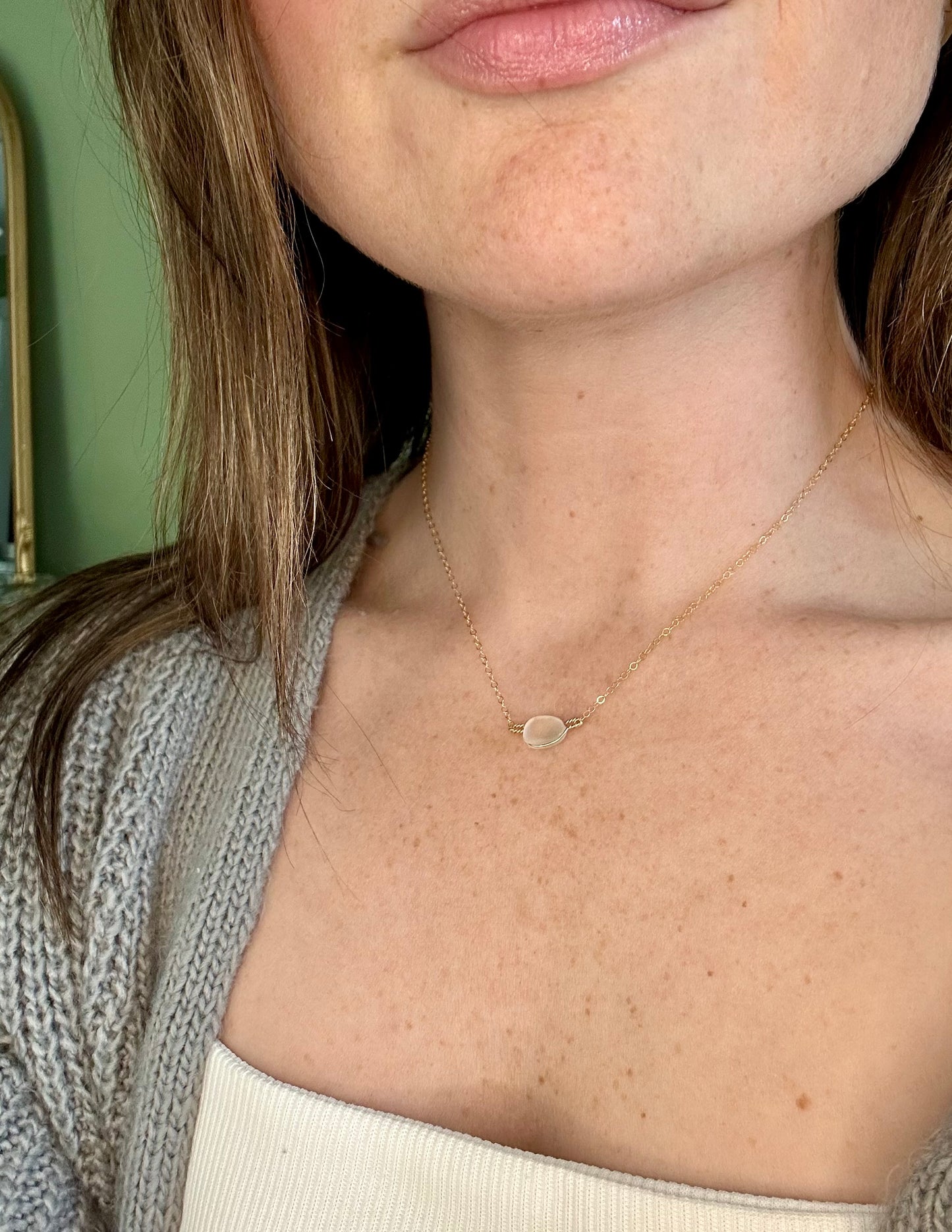 Clear Sea Glass Necklace